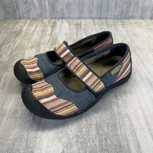 Keen Harvest Women's Size 6 Multi Color Striped Shoes Denim Mary Jane 1010229